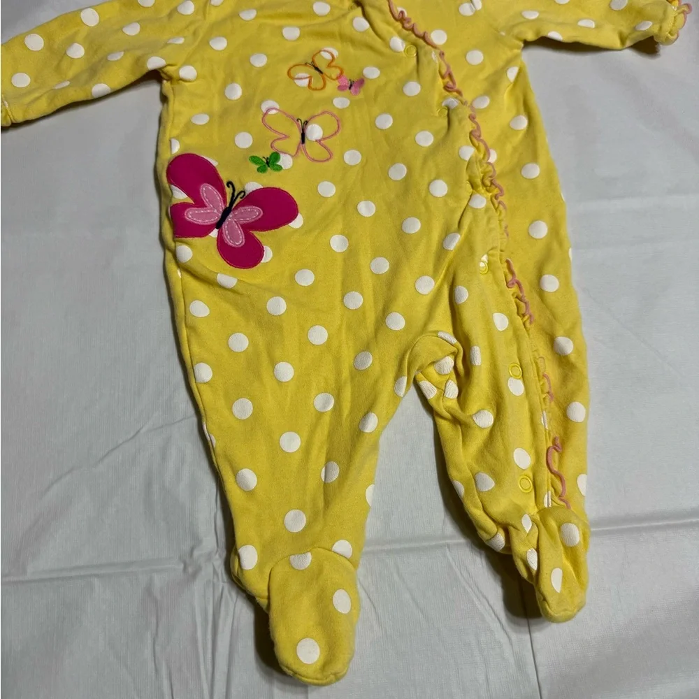 Carter's Baby Girl Butterfly Polka Dot Footie Pajamas Onesie Size 0-3 Months